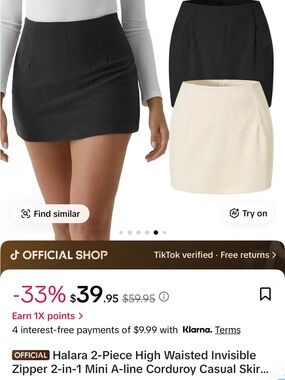 HALARA High Waisted Mini Skirt Set in Cream